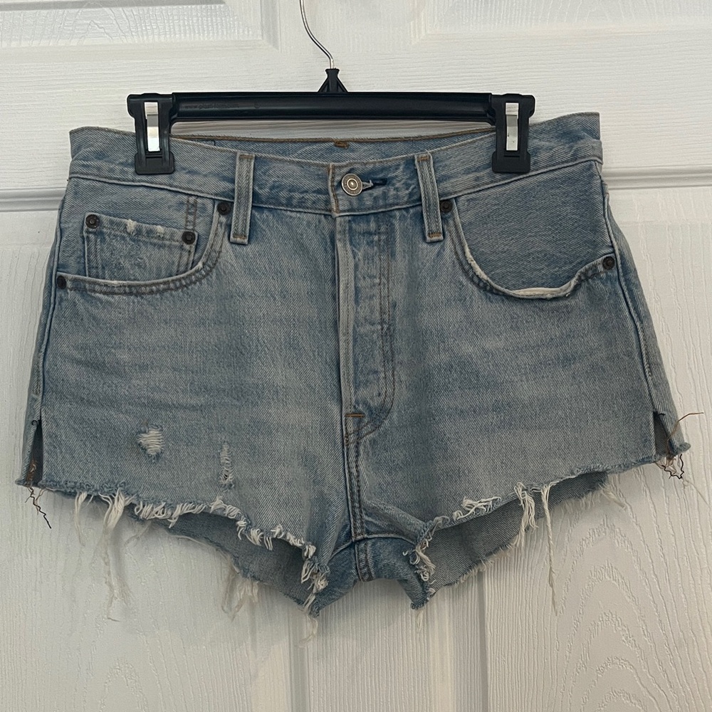 Levi's Light Blue Distressed Jean Shorts